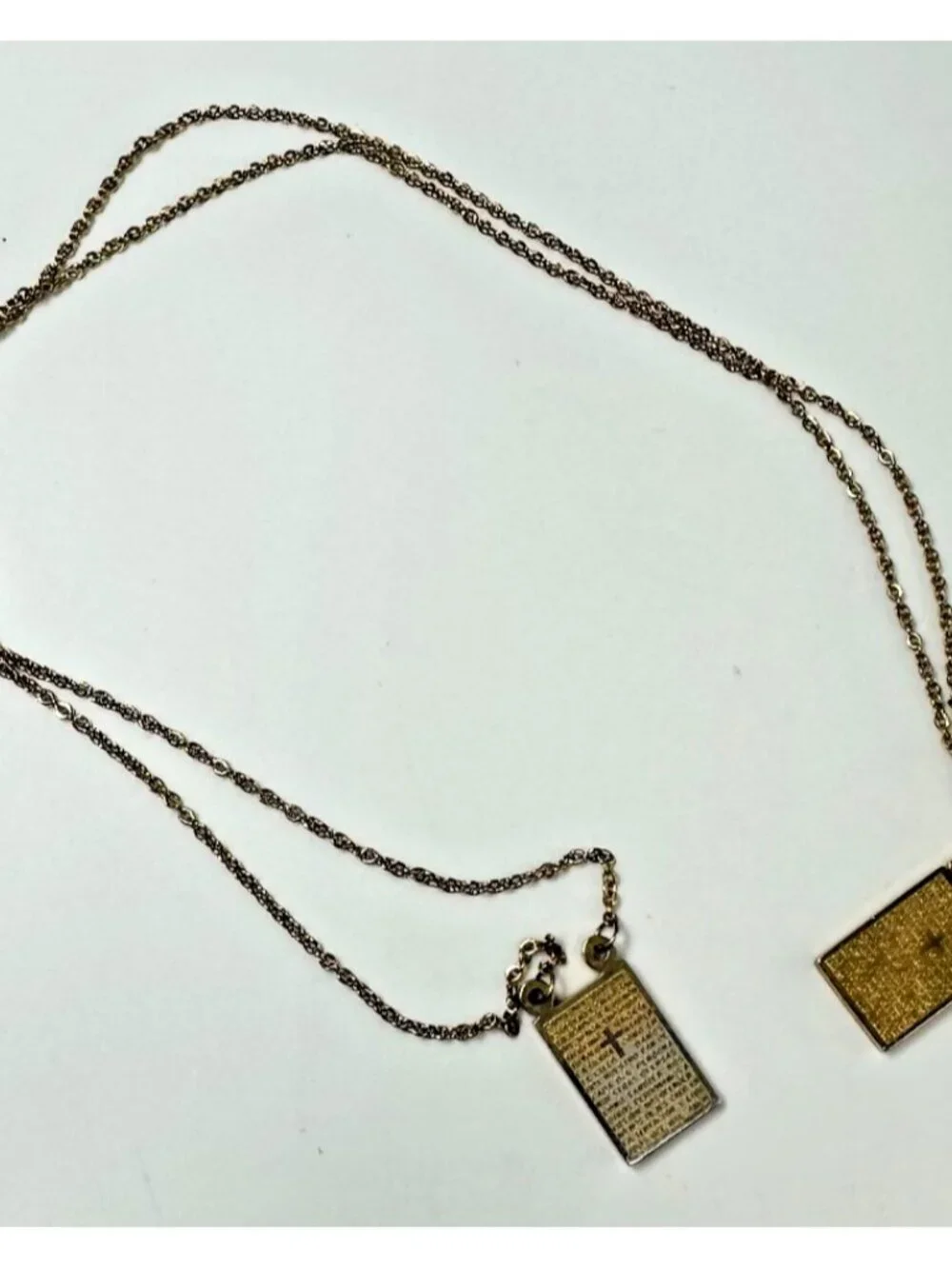Steel Time Gold Stainless Steel Scapular Necklace Lords Prayer 28.5
